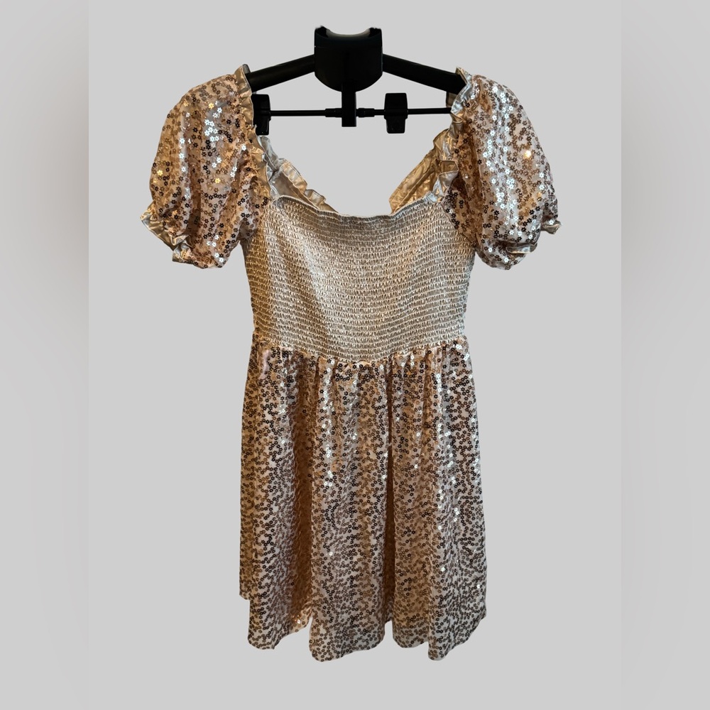 Peach Love California Gold Sequin Mini Dress - Picture 4 of 6